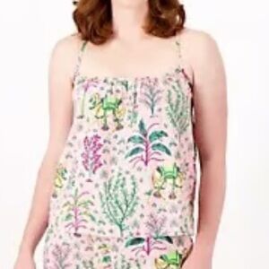 Printfresh Camel Courtyard Cami Pink Green Brown Cotton Relaxed Fit NWT-XL